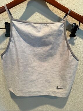 Nike Grey Cropped Tank Top with Swoosh Size Women’s Small